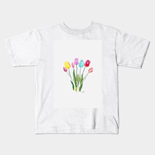 Tulips Watercolor Kids T-Shirt